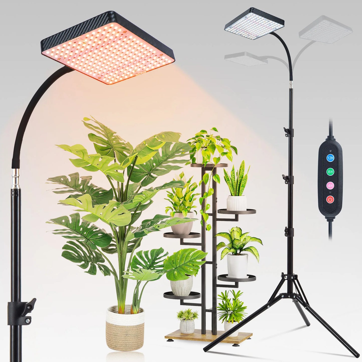 FECiDA Grow Lights With Stand And Timer Adjustable Tripod