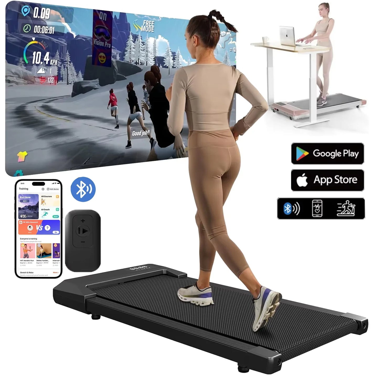 NONEDriving 2.5 HP Treadmill For Home 300lb Capacity 2in1