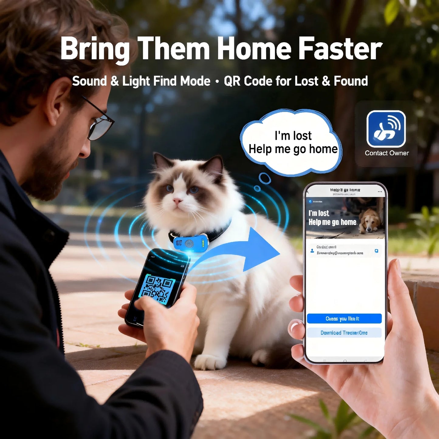 WANWAYTECH GPS Pet Tracker Real Time Location With Unlimited Tracking