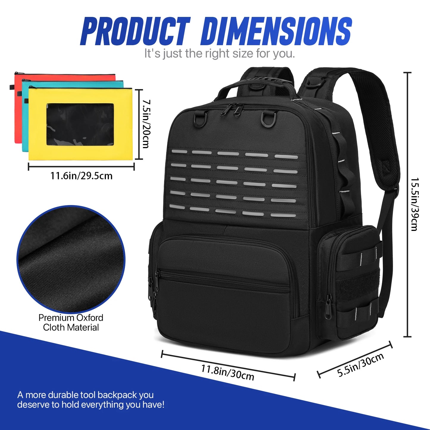 YH&GSCN Tool Backpack Heavy Duty Organizer for Electricians and Plumbers