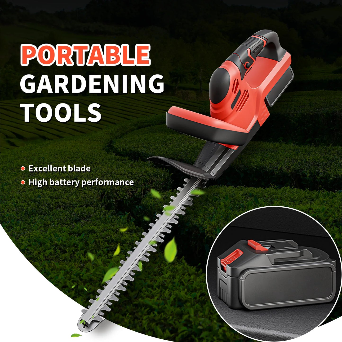 Cordless Hedge Trimmer 22-Inch With 3.0Ah Battery And Charger