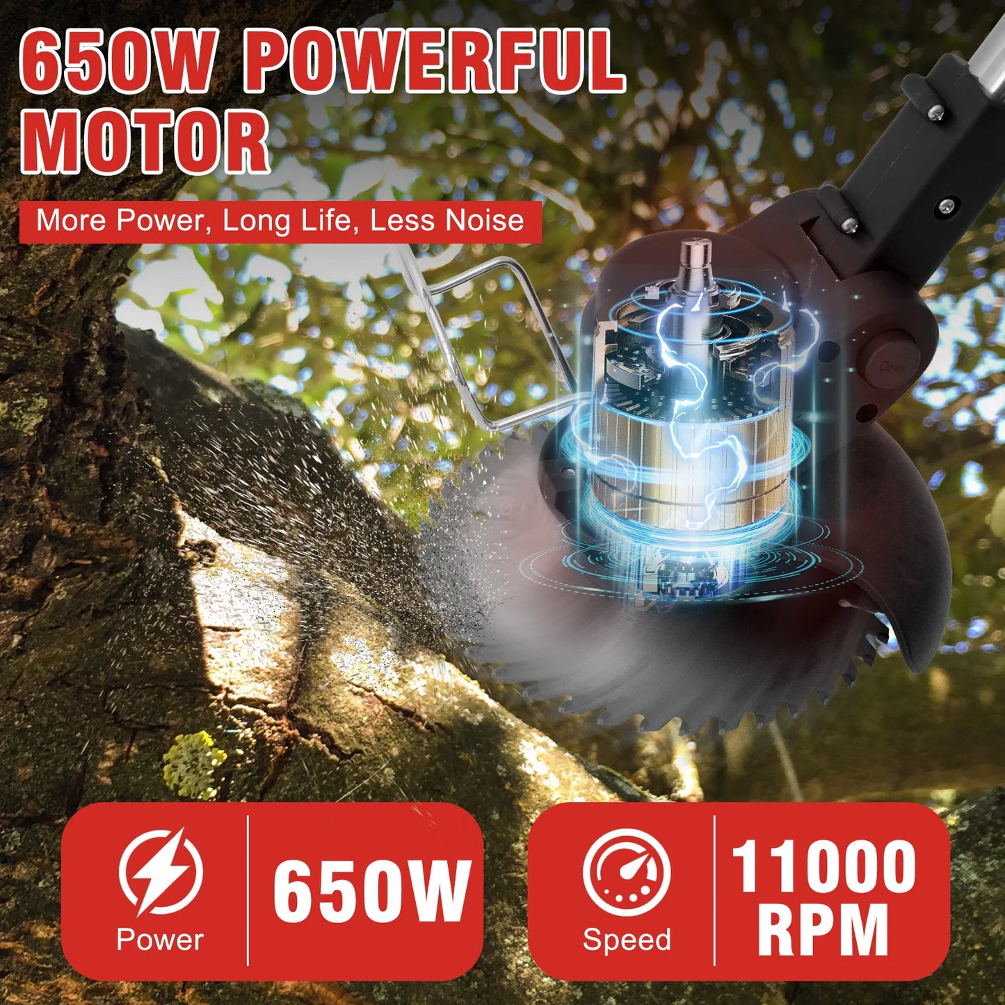 21V Cordless Grass Trimmer 3in1 Edger Mower With 2x2Ah Batteries Charger