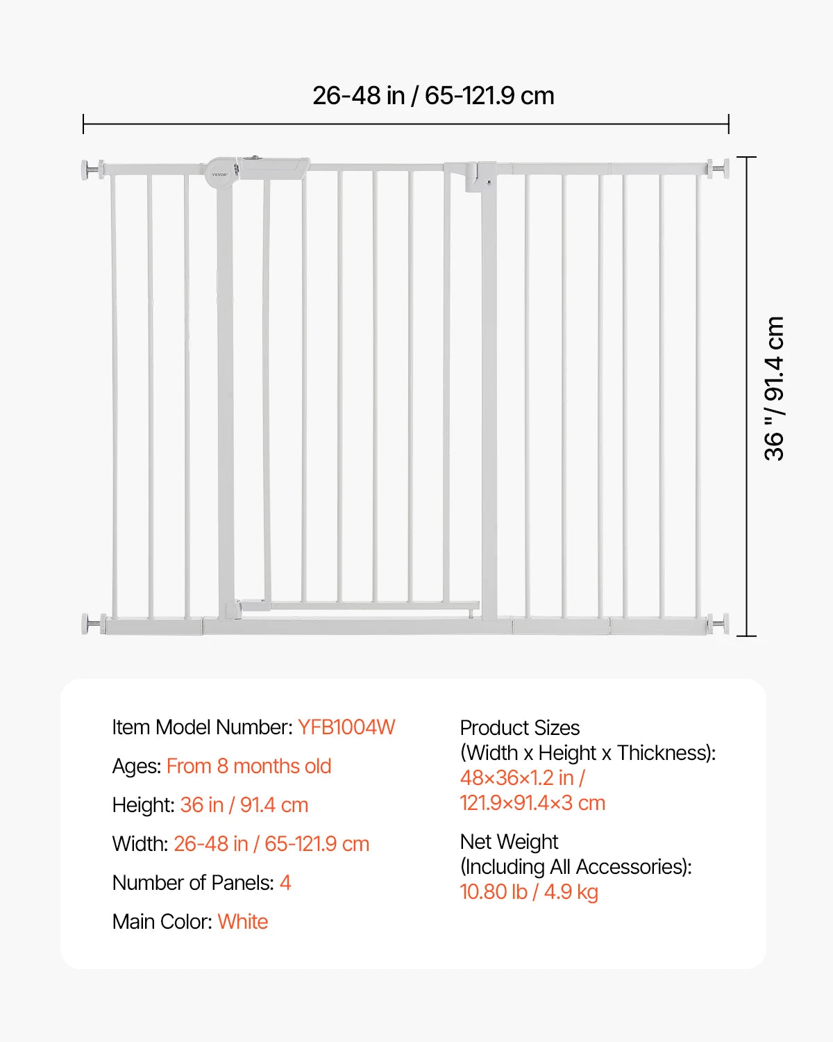 SucceBuy Baby Gate Easy Walk Through Pressure Mount for Doorways