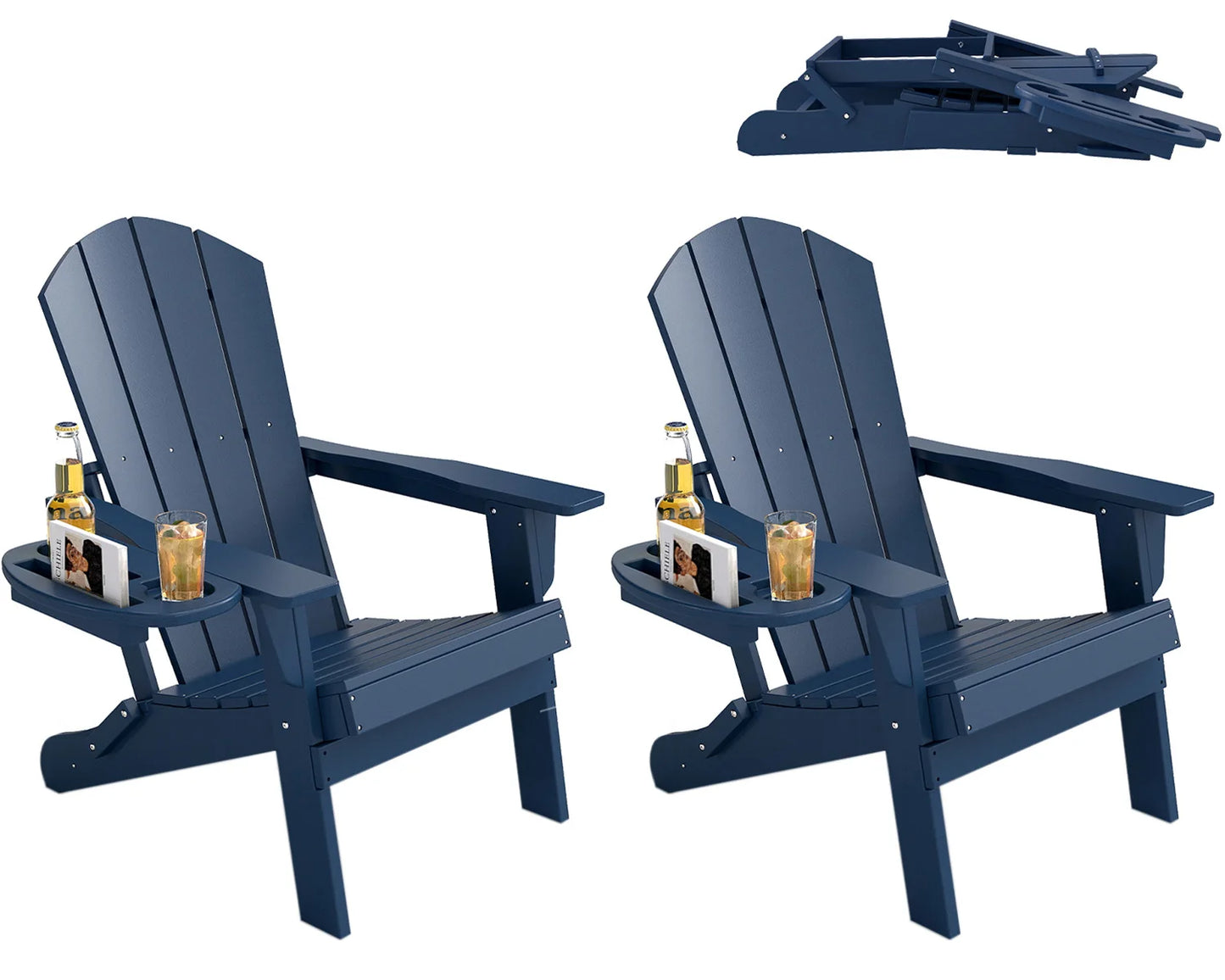 Foowin Folding Adirondack Chair Weather Resistant HDPE Cup Holder Outdoor