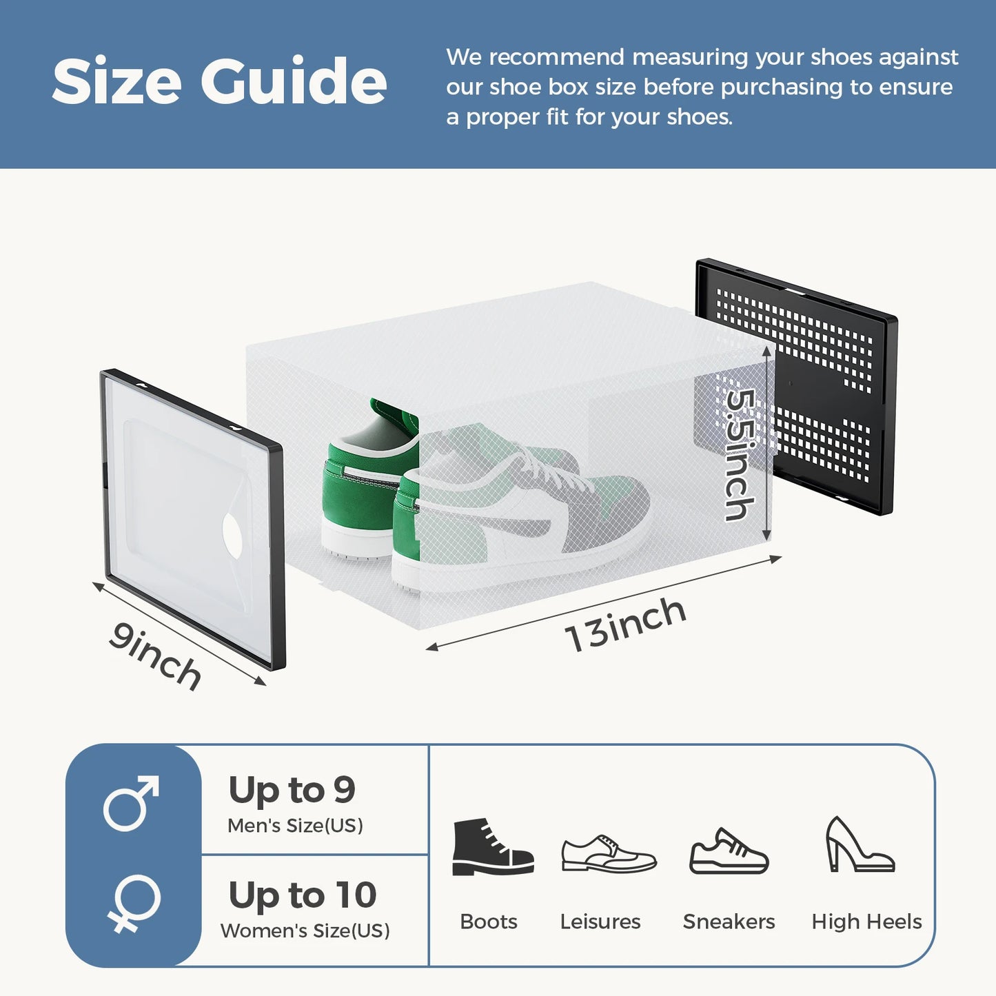 JHK 12 15 Pack Plastic Stackable Shoe Organizer With Lids
