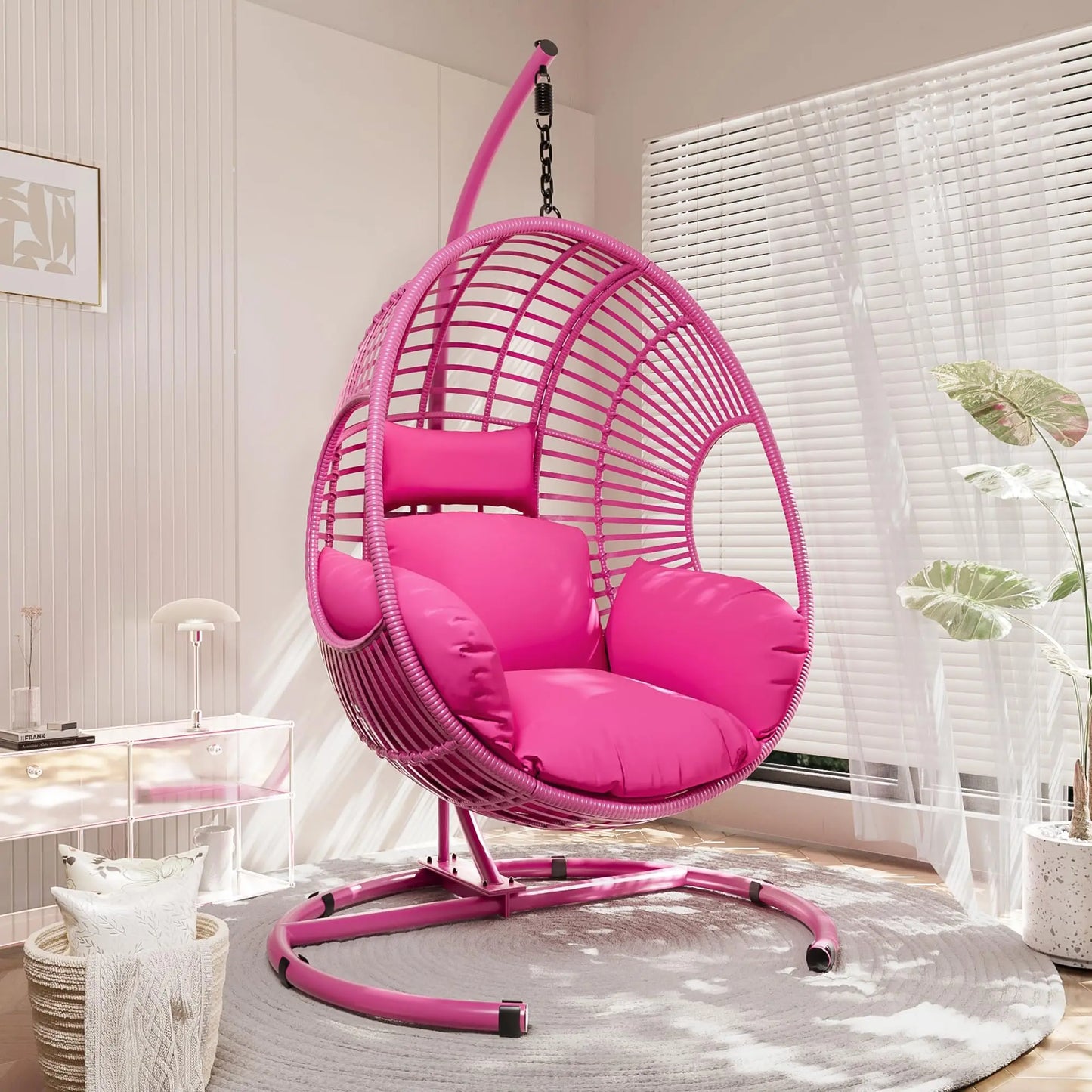 Hanging Egg Chair With Stand Outdoor Patio Swing Durable