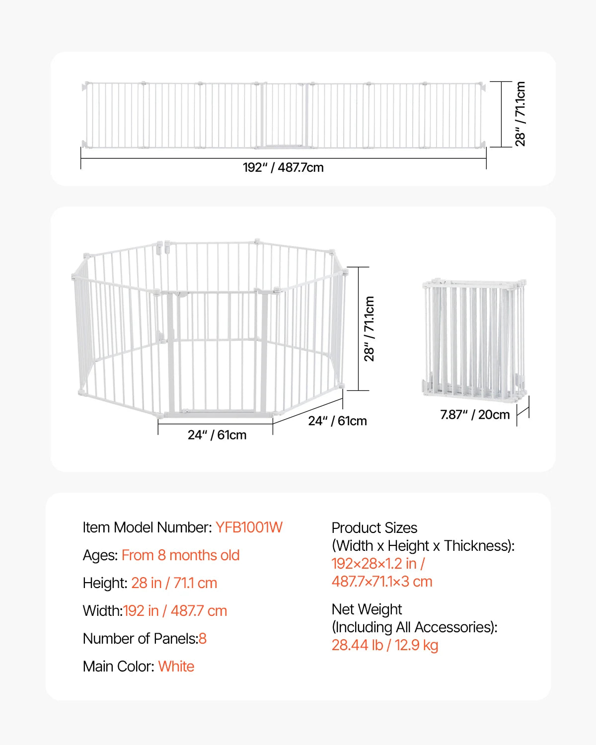 SucceBuy Baby Gate With Pressure Mount Walk Through Pet Safety