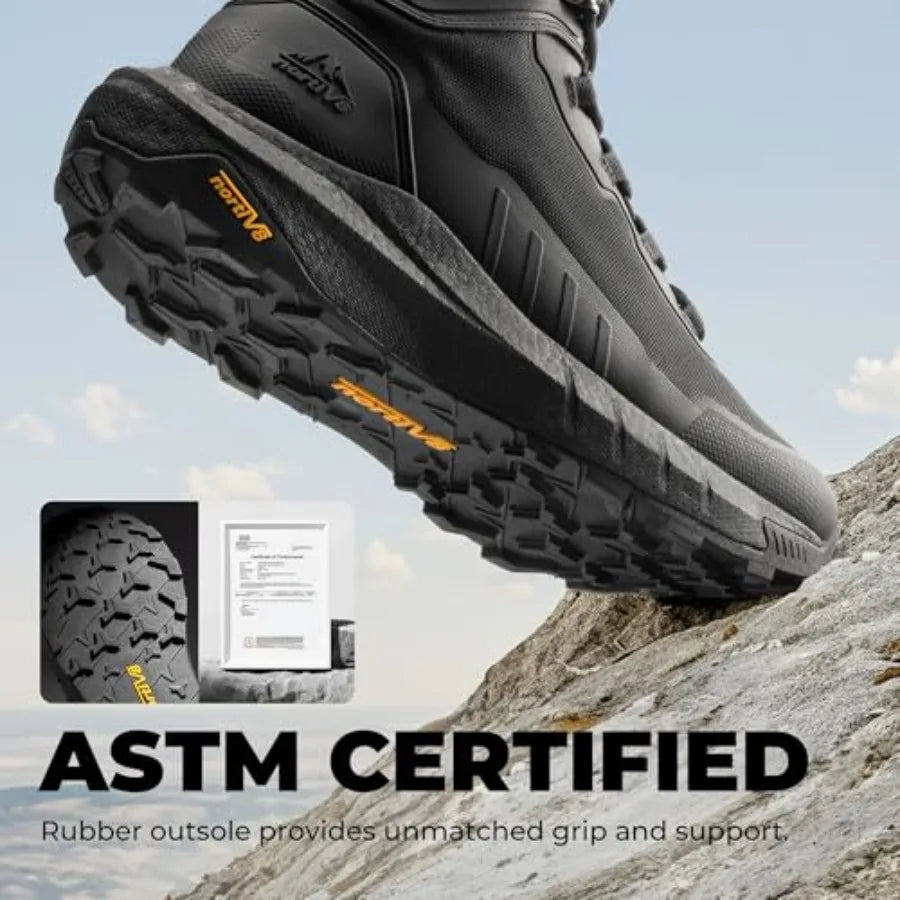 NORTIV 8 Men's Tactical Hiking Boots Cushioned Sole Side Zipper