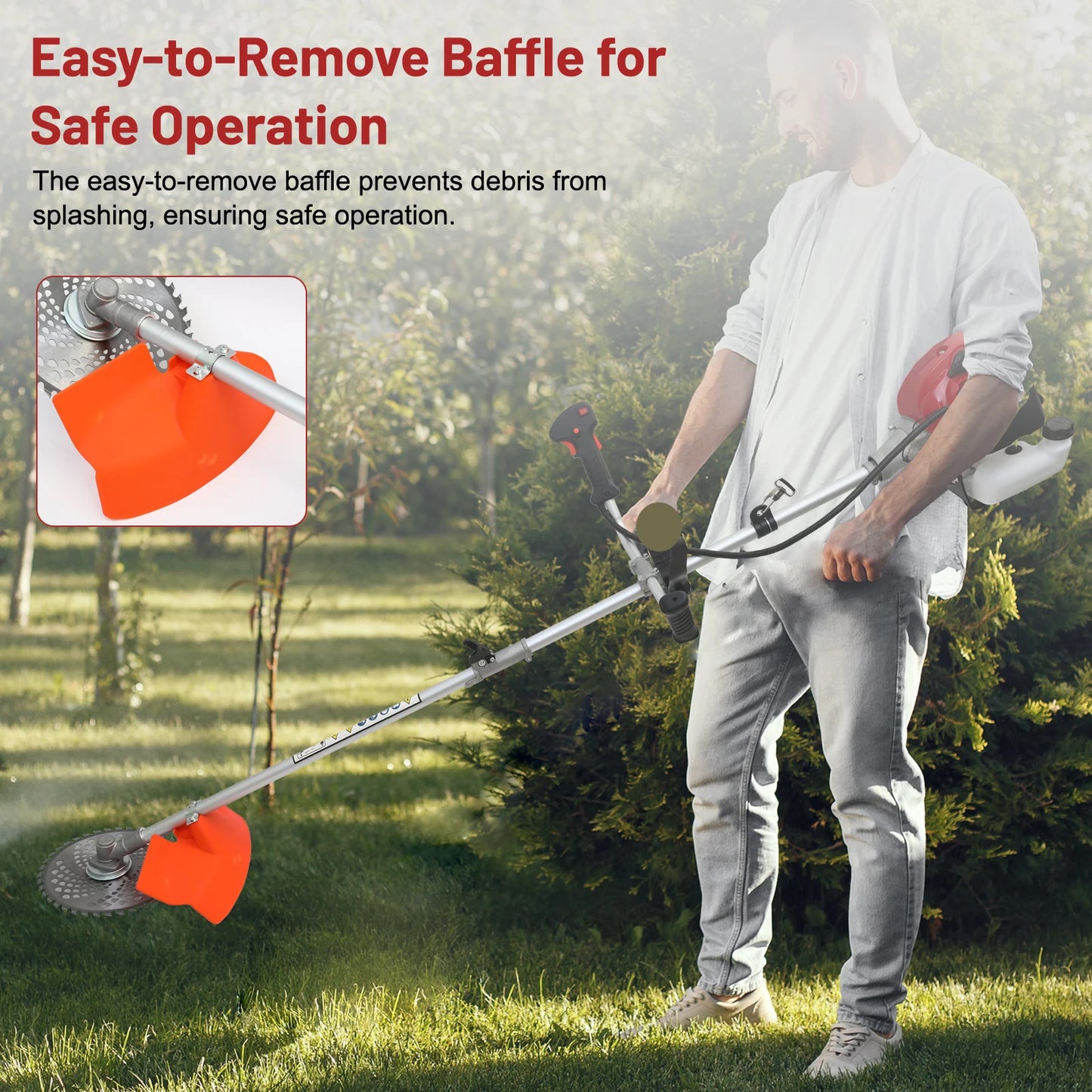 52cc 2-Stroke Gasoline Powered Trimmer With 4 Detachable Heads