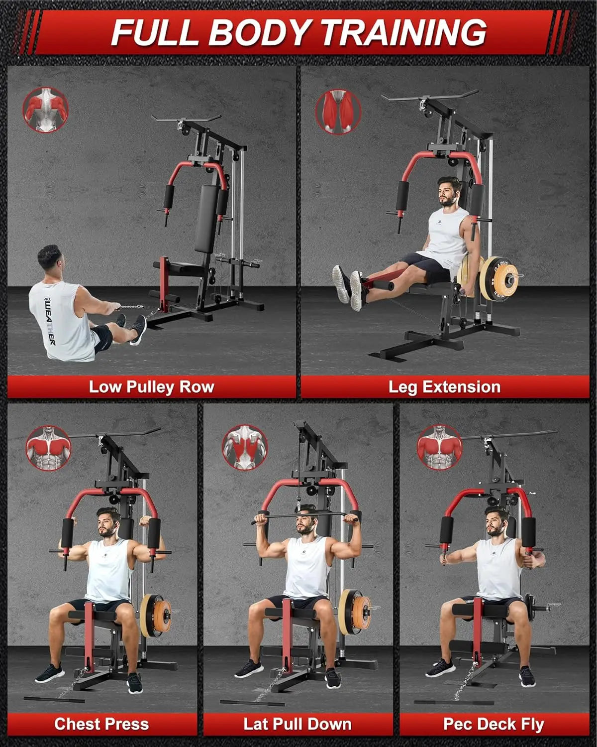 HiMISS Home Gym Machine Chest Press Lat Pulldown Leg Extension
