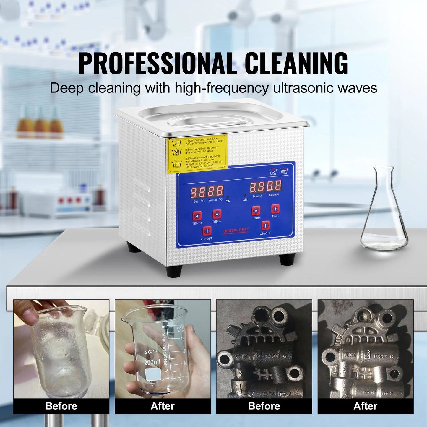 SucceBuy 1.3L Ultrasonic Cleaner With Digital Timer For Jewelry