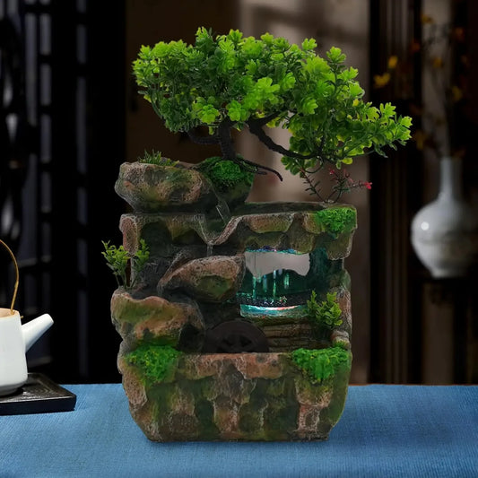 Indoor Waterfall Meditation Fountain With Automatic Pump And LED Light