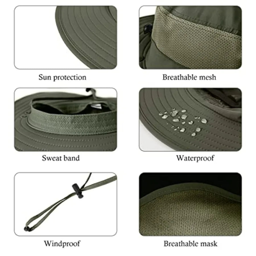 Unisex Outdoor Wide Brim Fishing Hat UPF 50 Sun Protection