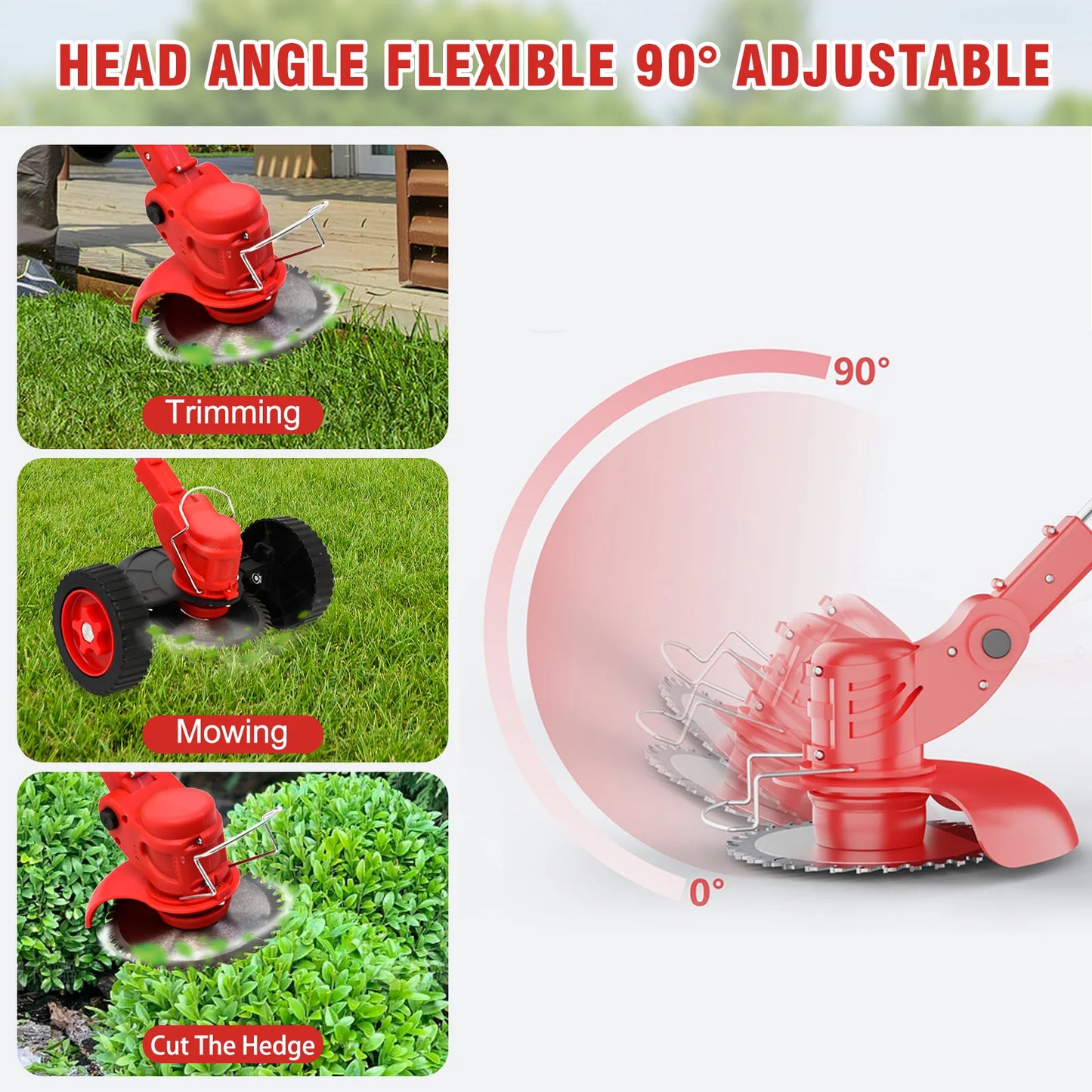 21V Cordless Weed Wacker 3-in-1 Edger Trimmer With Wheels