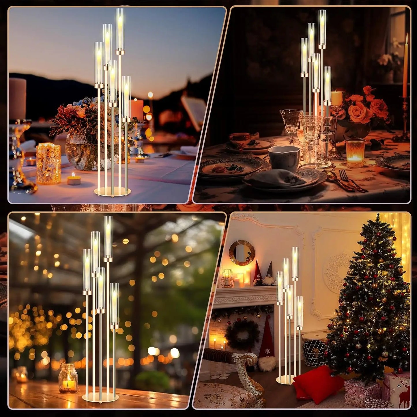 Four Set Floor Candelabra With Five Arms For Wedding Decor