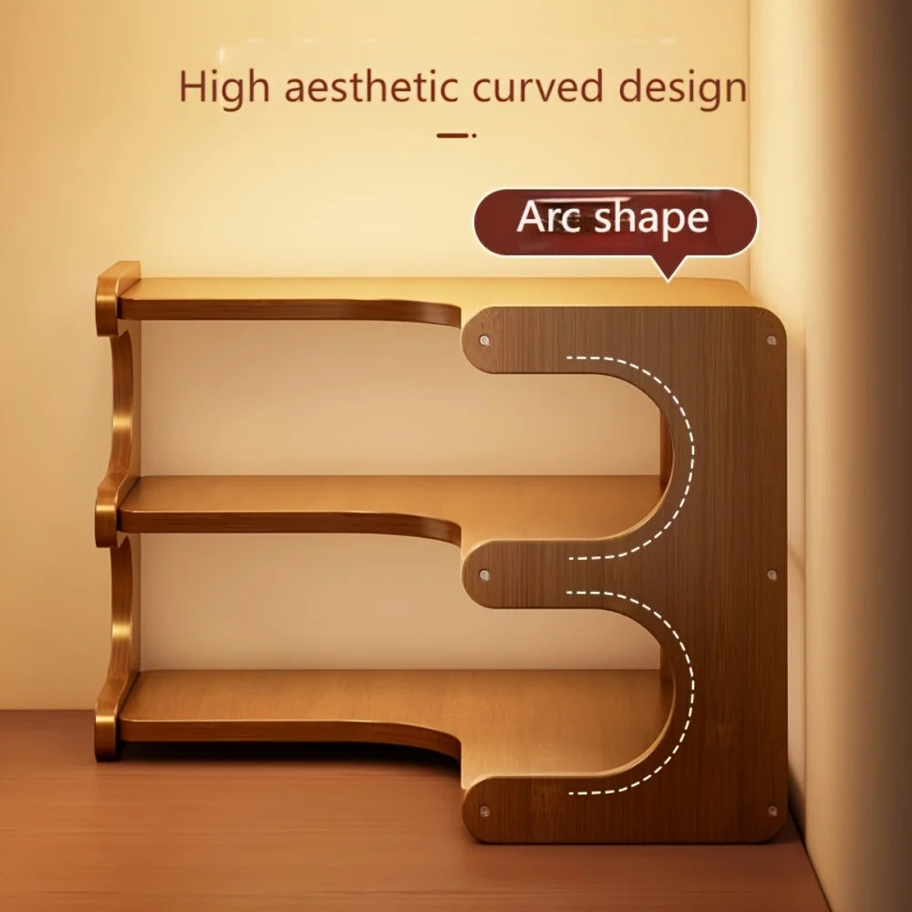 Multi-Tier Bamboo Corner Desk Shelf Organizer For Plants And Books