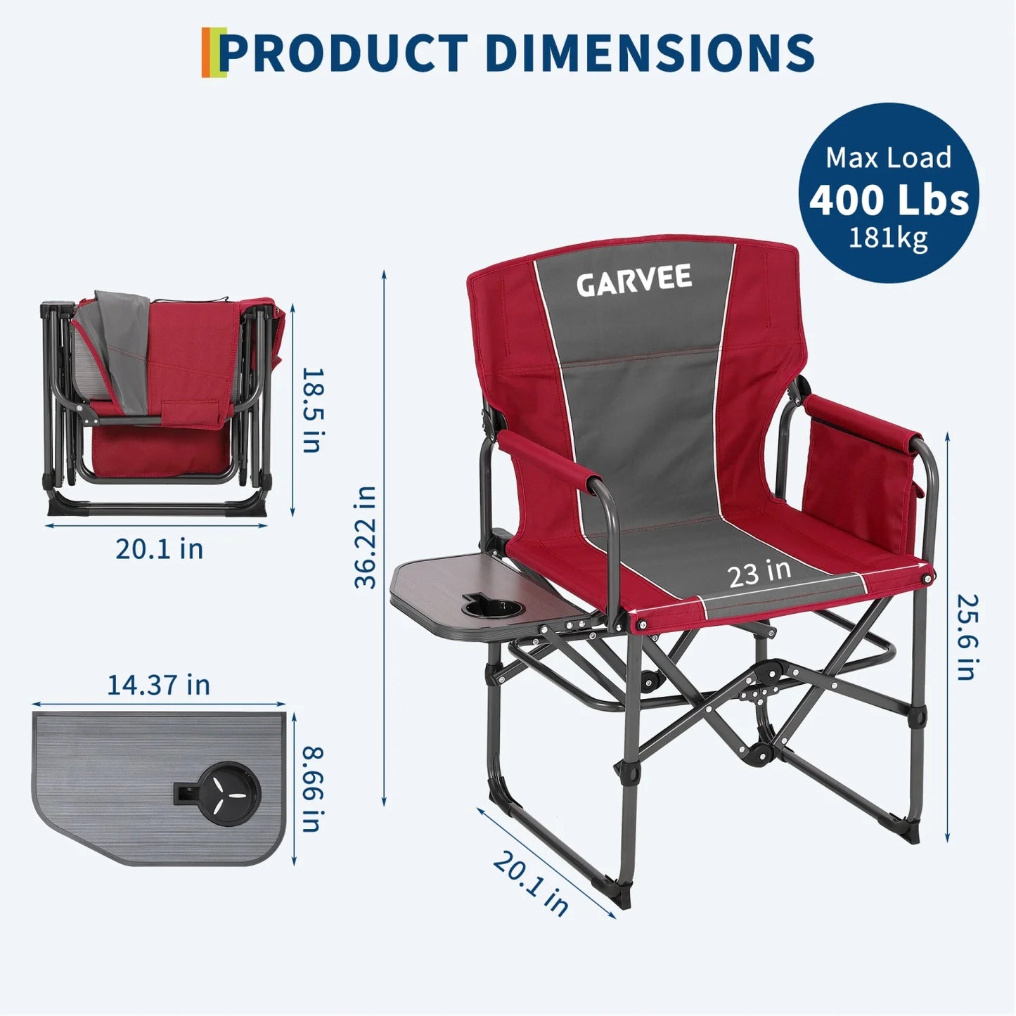 HiMISS Oversized Heavy Duty Folding Directors Chair With Cup Holder