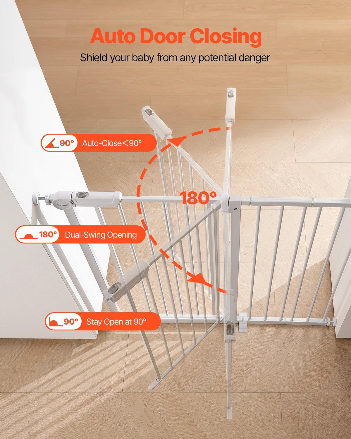 SucceBuy Baby Gate With Pressure Mount Walk Through Pet Safety