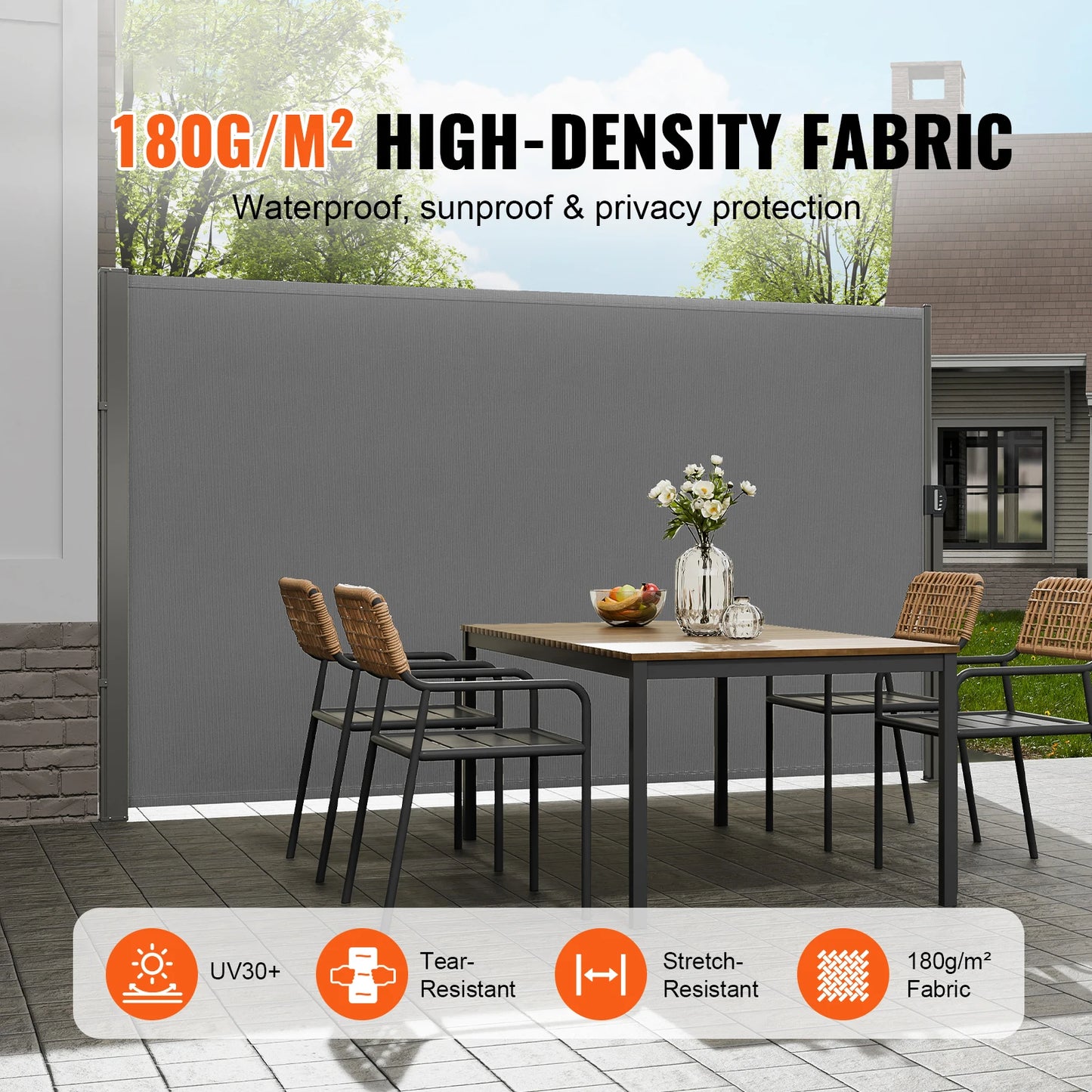 SucceBuy Retractable Side Awning Outdoor Privacy Screen UV 30