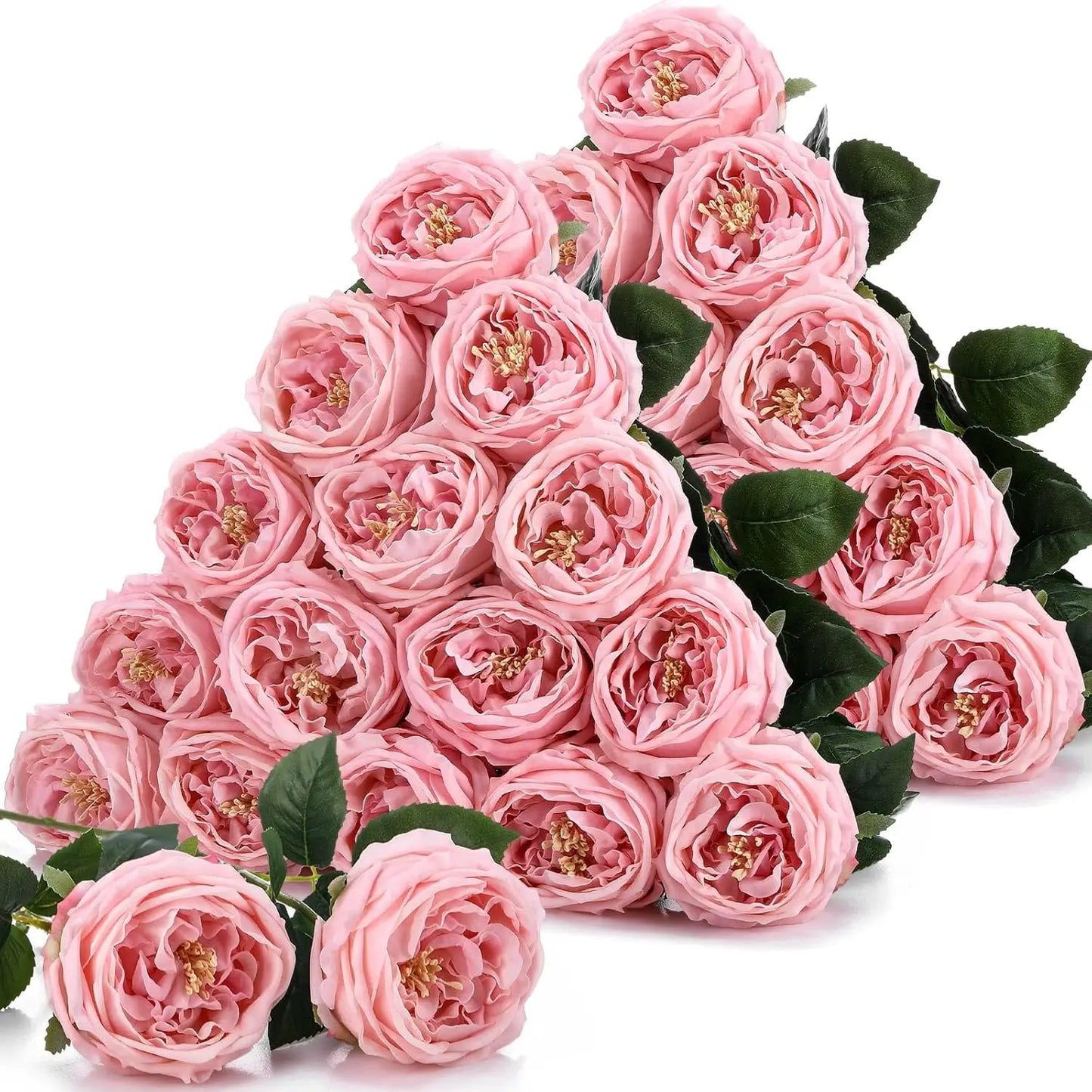 HiMISS 20Pcs Lifelike Real Touch Artificial Roses And Peonies Stems