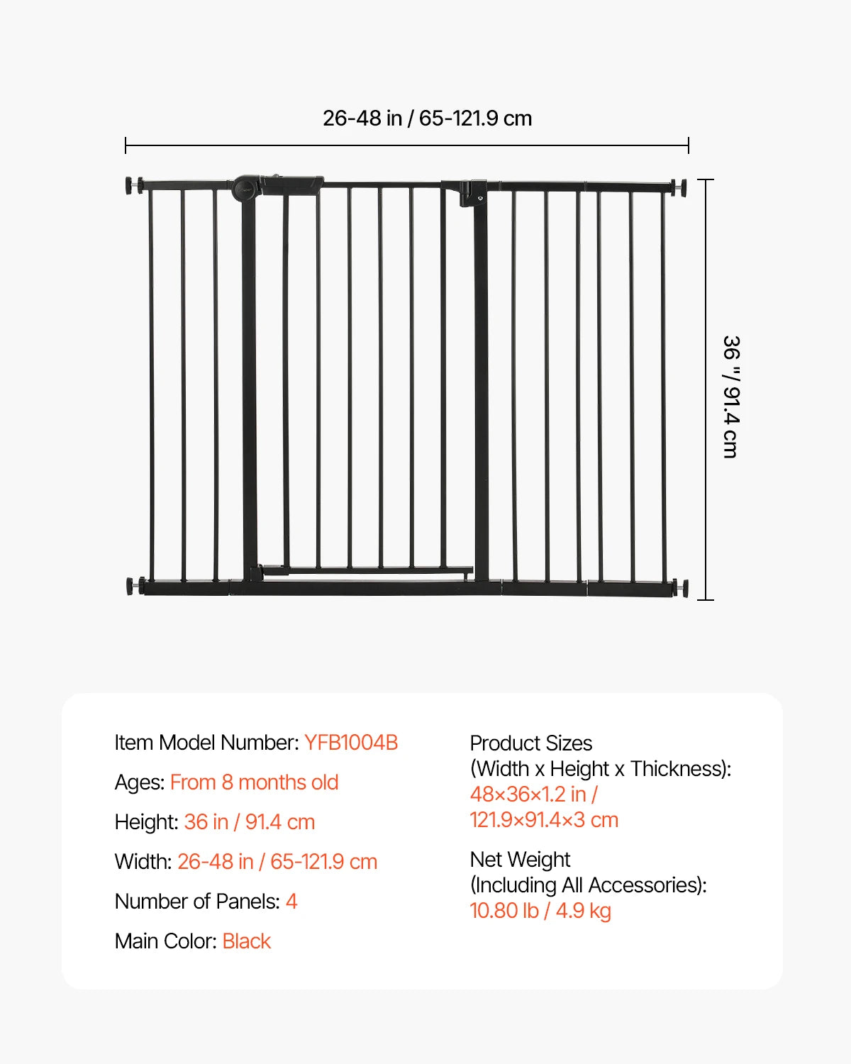 SucceBuy Baby Gate Easy Walk Through Pressure Mount for Doorways