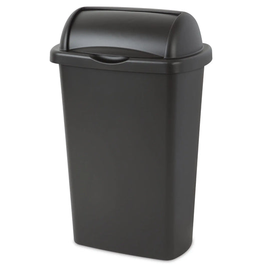 Rectangular Plastic Kitchen Trash Can With Roll Top Lid