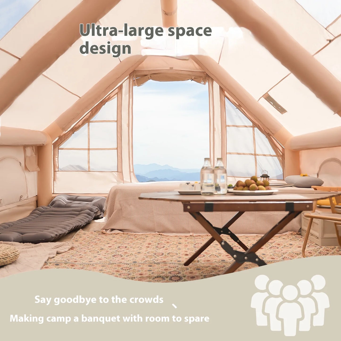 Pakicetus Inflatable Camping Tents With Stove Plug