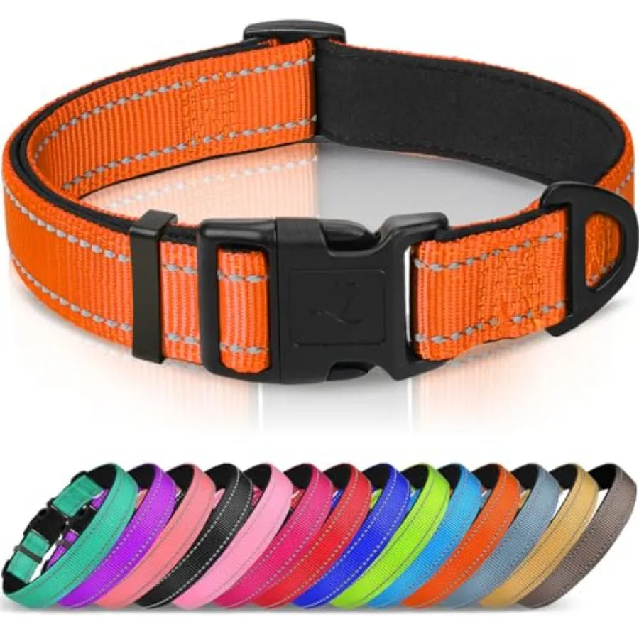 Reflective Dog Collar With Soft Neoprene Padding And D Ring