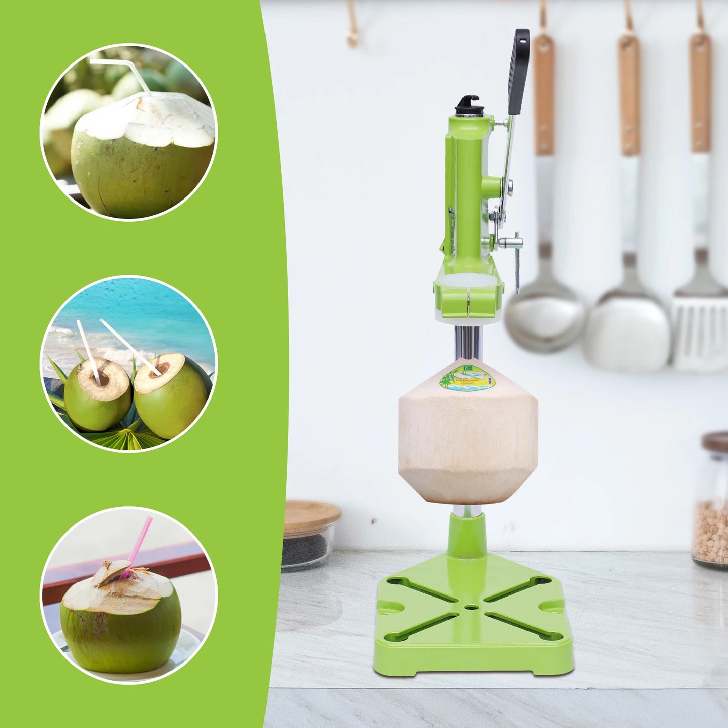 Manual Coconut Opener With Ergonomic Handle Stainless Steel