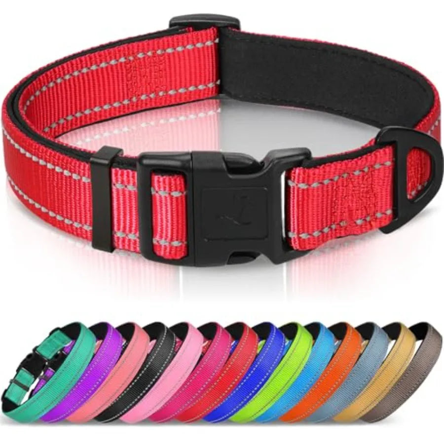 Reflective Dog Collar With Soft Neoprene Padding And D Ring