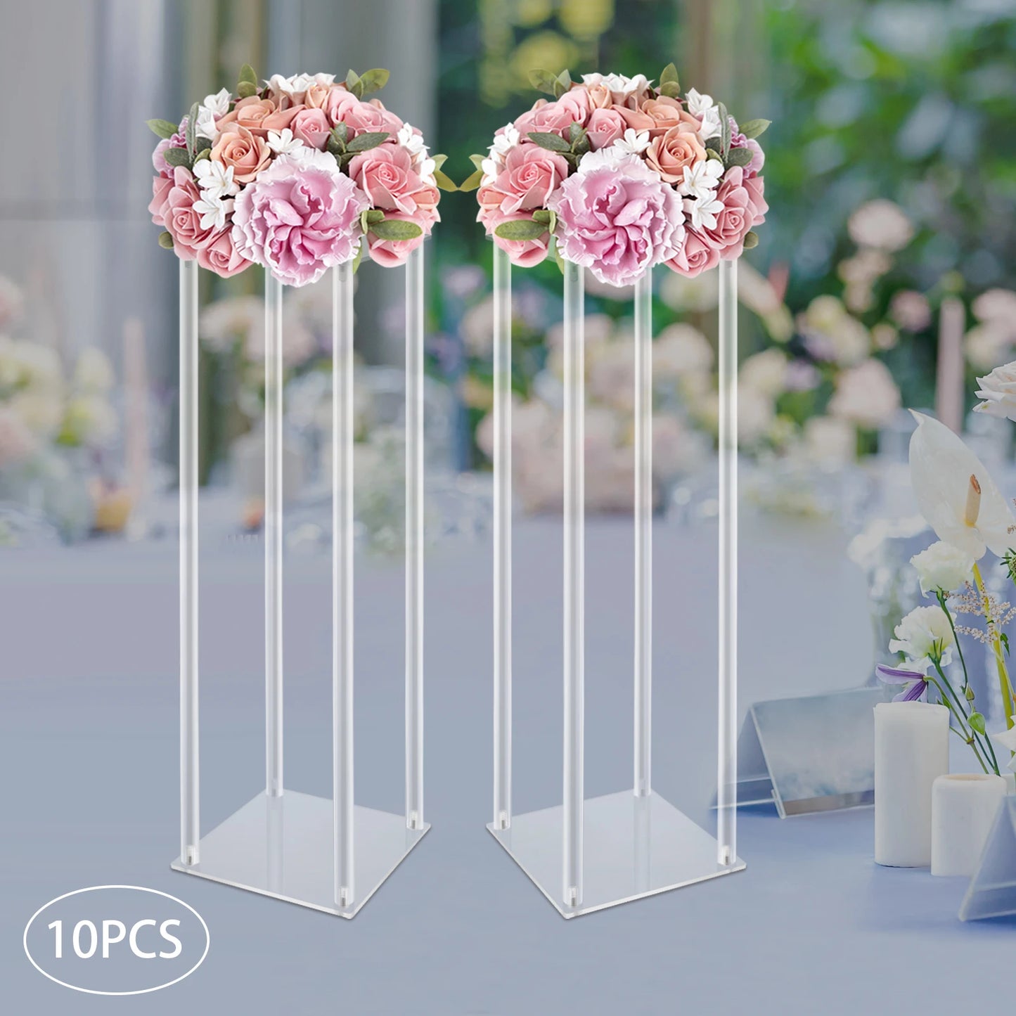 Acrylic Vase Wedding Centerpieces Flower Stands Set Free Standing Geometric Rack