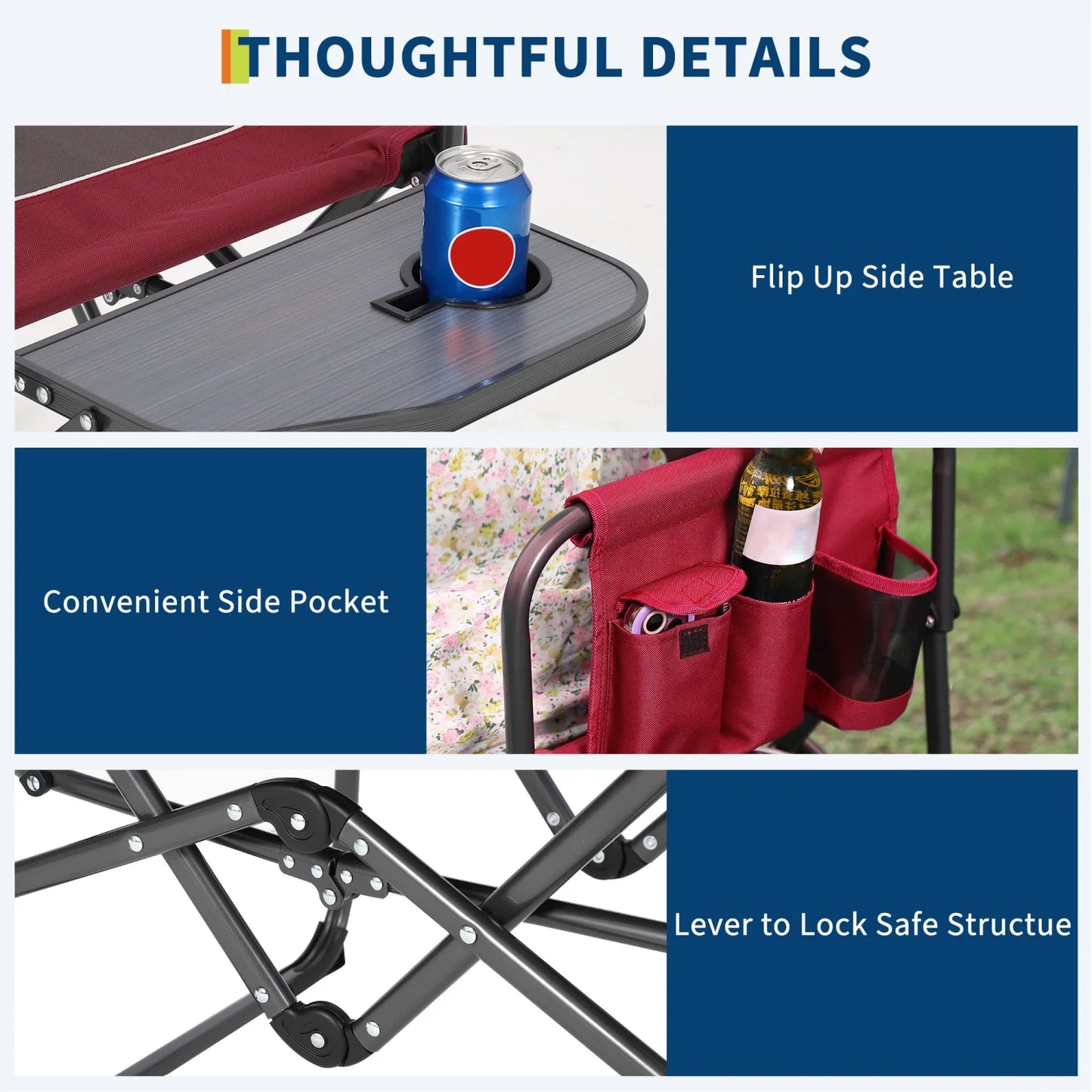 HiMISS Oversized Heavy Duty Folding Directors Chair With Cup Holder
