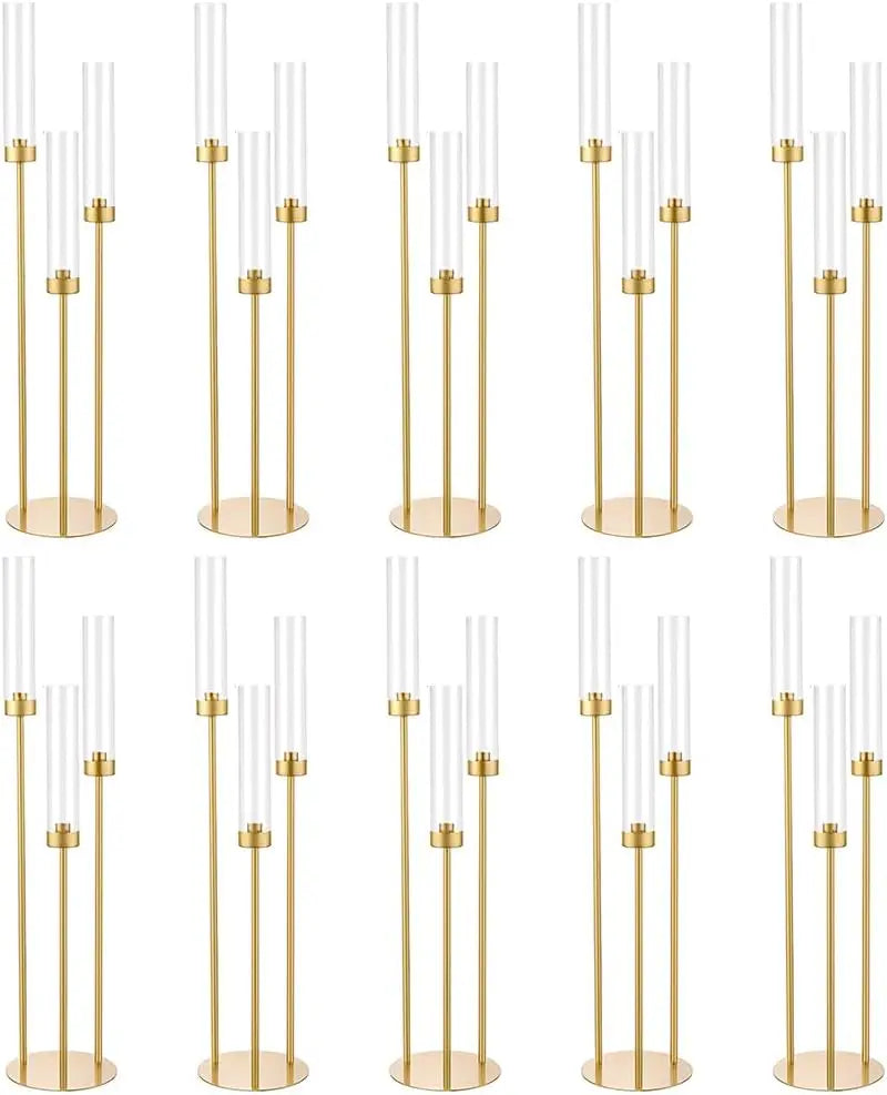Gold 3 Arm Candelabra Taper Candle Holder Centerpiece