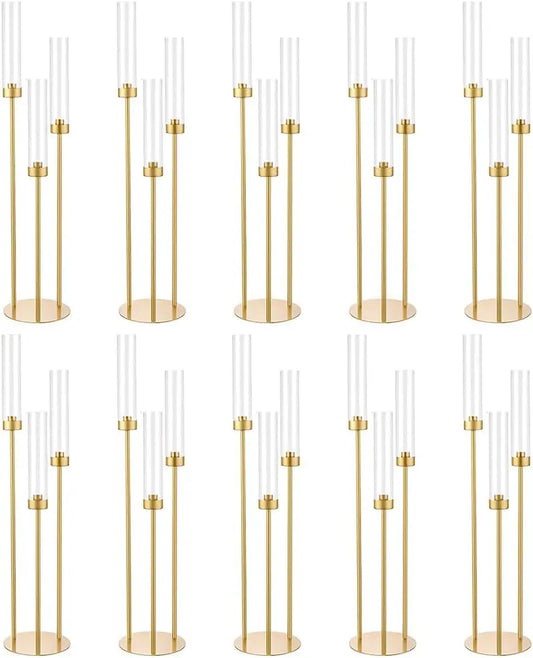 Gold 3 Arm Candelabra Taper Candle Holder Centerpiece
