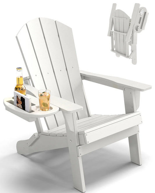 Foowin Folding Adirondack Chair Weather Resistant HDPE Cup Holder Outdoor