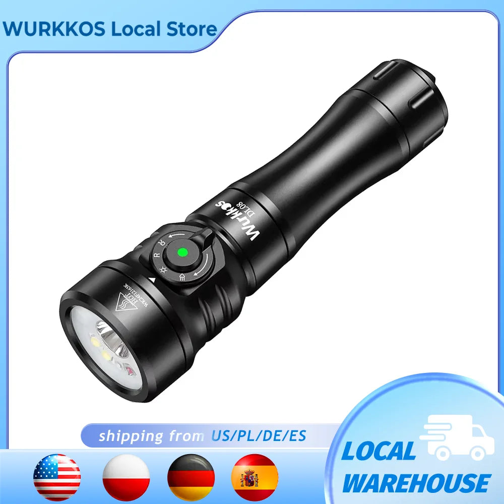 Wurkkos DL08 3600lm Rechargeable Diving Flashlight IP68