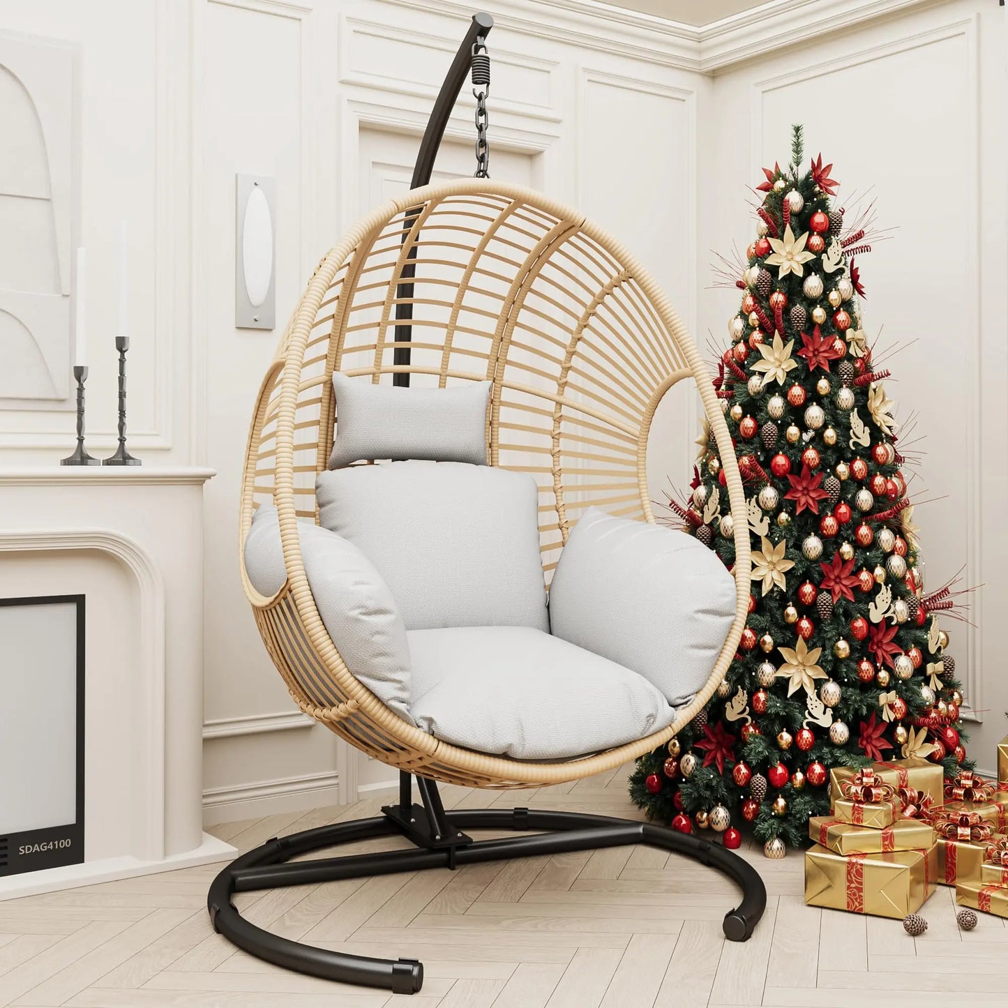 Hanging Egg Chair With Stand Outdoor Patio Swing Durable