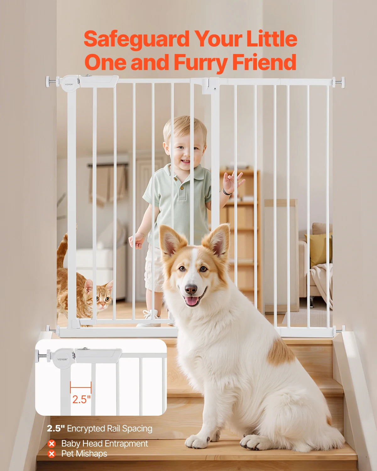 SucceBuy Baby Gate With Pressure Mount Walk Through Pet Safety