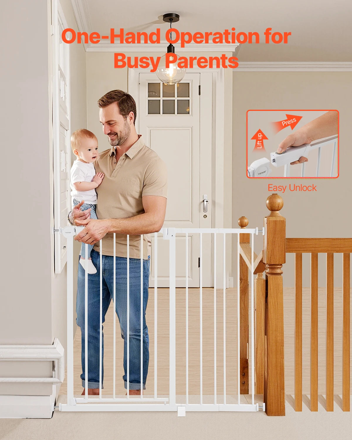 SucceBuy Baby Gate With Pressure Mount Walk Through Pet Safety