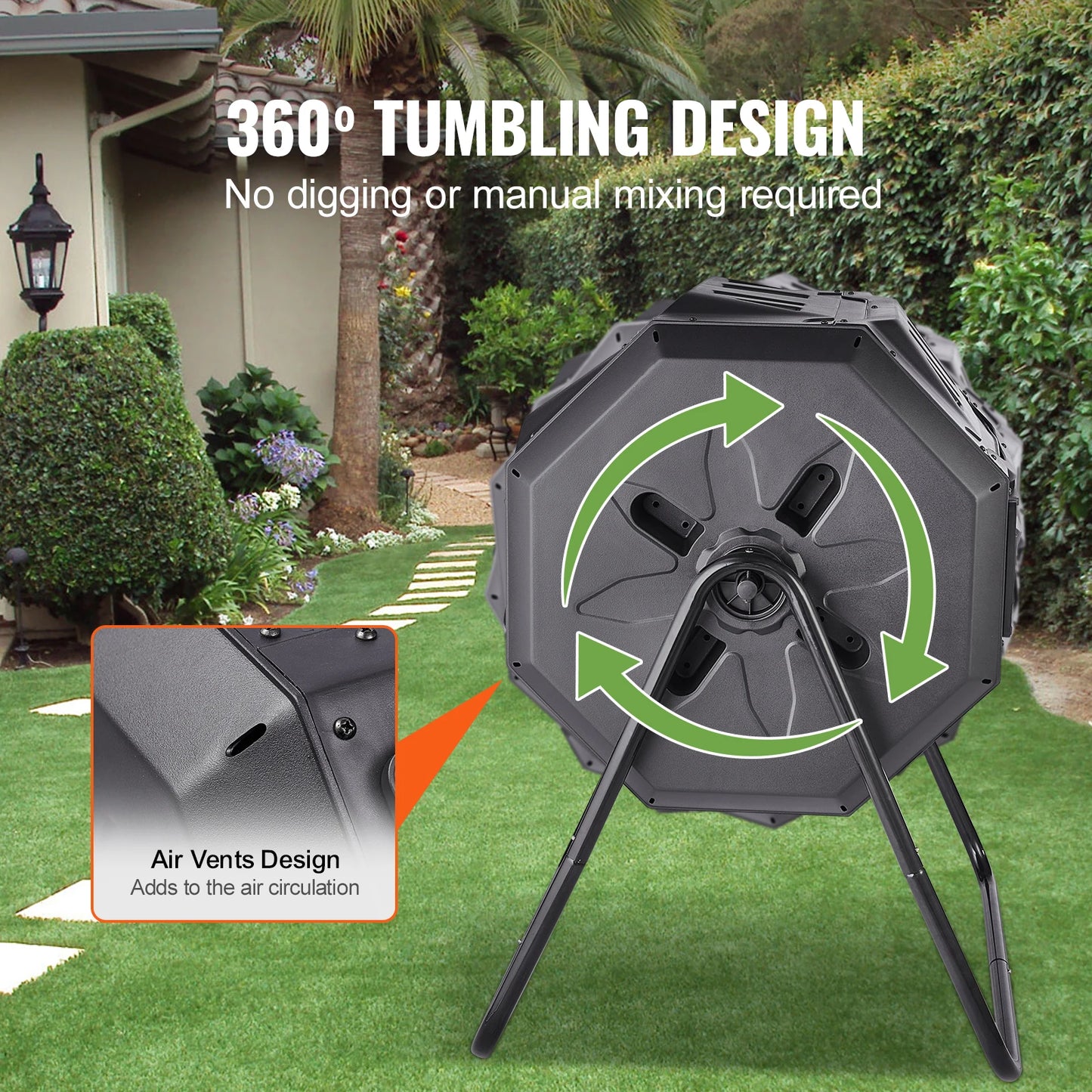 Tumbling Compost Bin for Garden and Kitchen Waste BPA Free