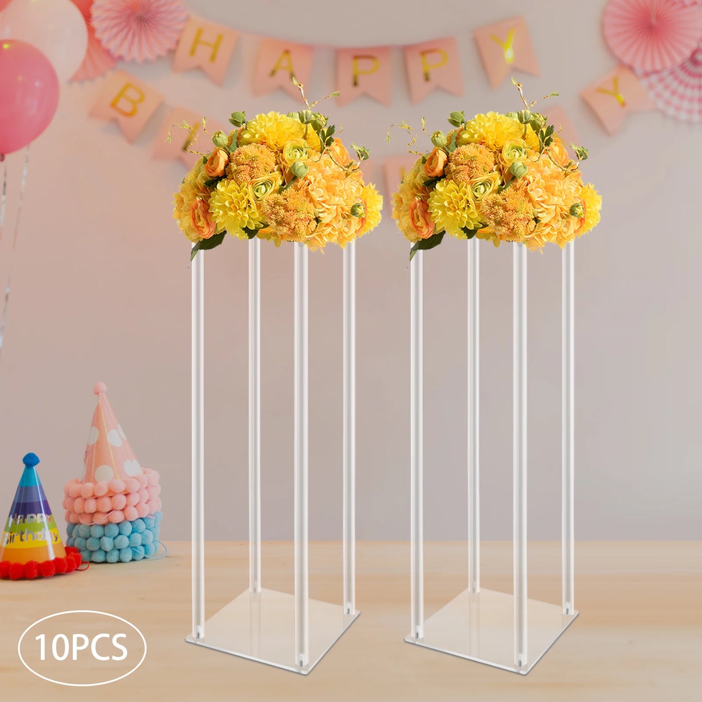 Acrylic Vase Wedding Centerpieces Flower Stands Set Free Standing Geometric Rack