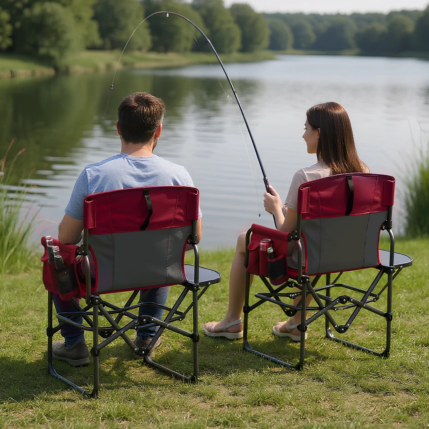 HiMISS Oversized Heavy Duty Folding Directors Chair With Cup Holder