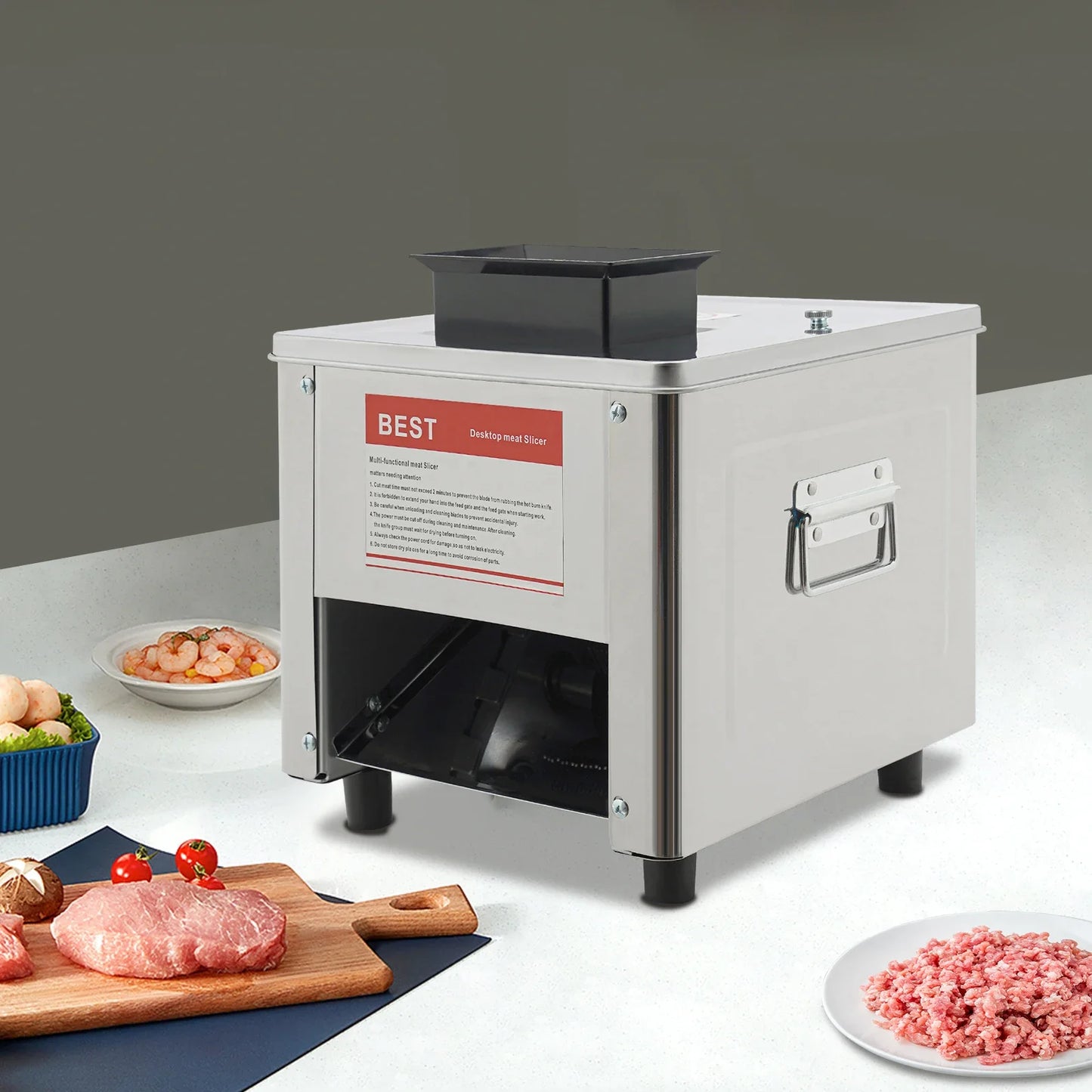 850W Electric Meat Cutter Machine Stainless Steel Slicer 110V