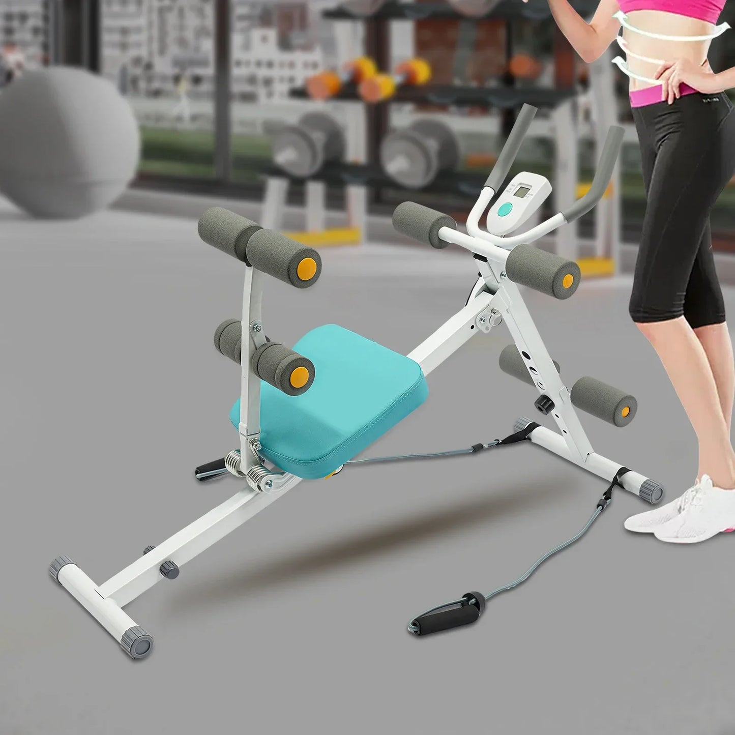 Abs Workout Equipment For Home Gym Whole Body Workout Waist Trainer Exercise For Women & Men With Resistance Bands & LCD Display