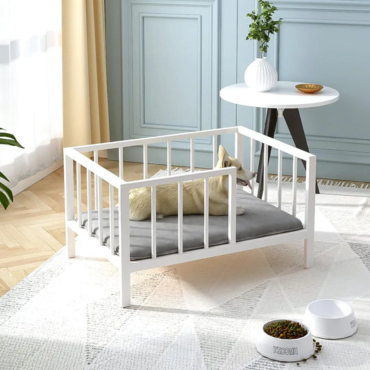 Elevated Dog Bed With Rails And Metal Frame For Pets